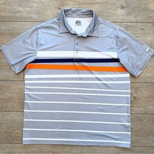 Slazenger Men’s Golf Sport Polo Shirt Size XL Gray Striped Front Breathable
